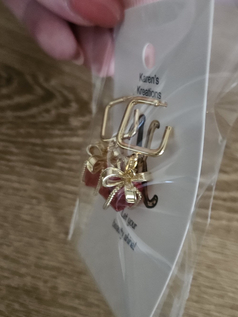 Red Gift Box Dangle Earrings - Gold Tone - Picture 2 of 3